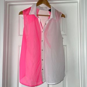 Rue 21 button up pink & white XL